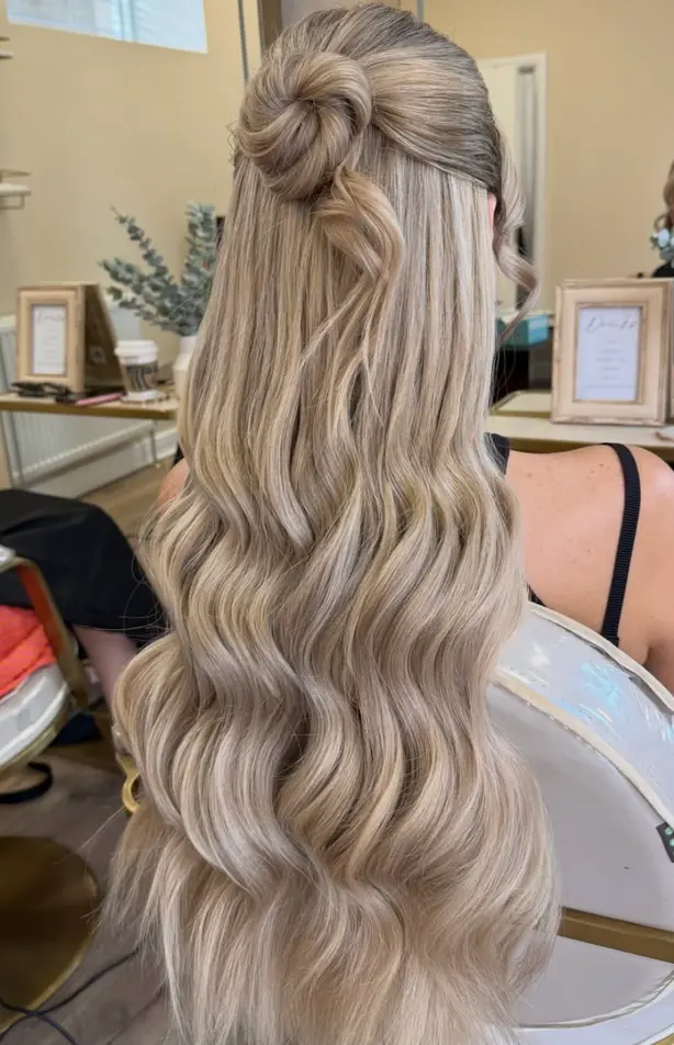 A bridal hair trial in progress at the Erothots beauty salon