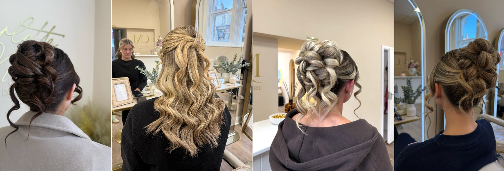 Bridal hair styling and updo work at the Erothots beauty salon