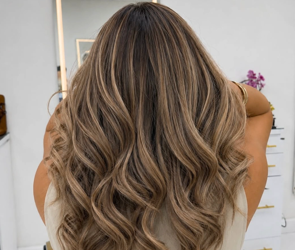 Brunette balayage with caramel and toffee tones