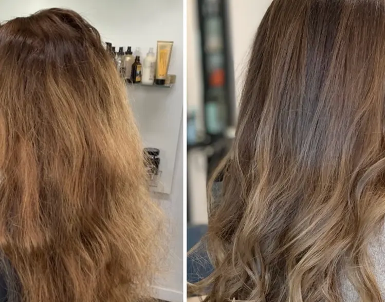 Face framing balayage money piece around the hairline