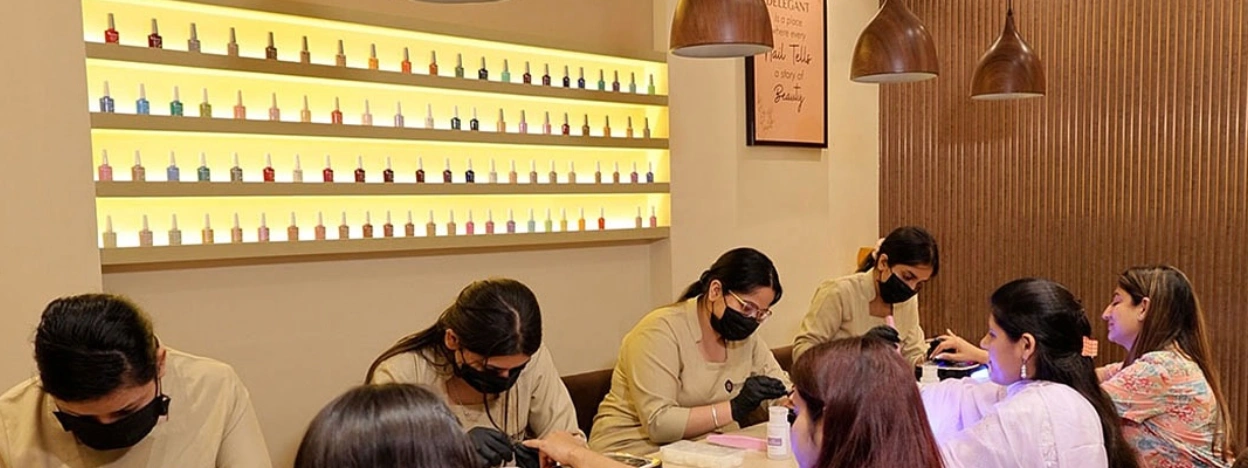 Gel manicure being applied at the Erothots beauty salon