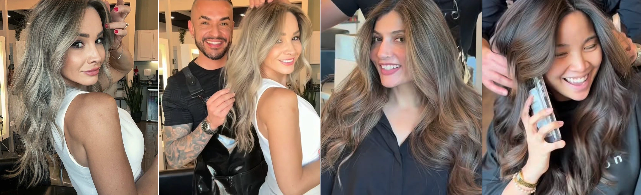 Hair color being applied section by section at the Erothots salon