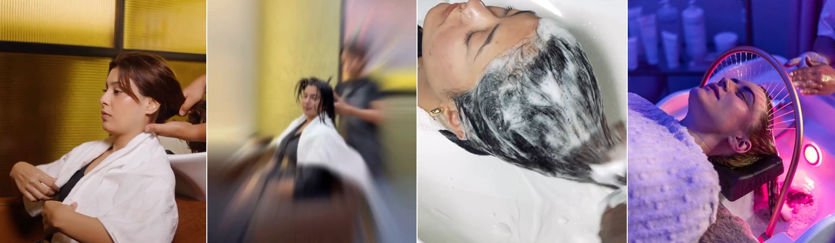 Hair spa and scalp treatment being carried out at the Erothots salon