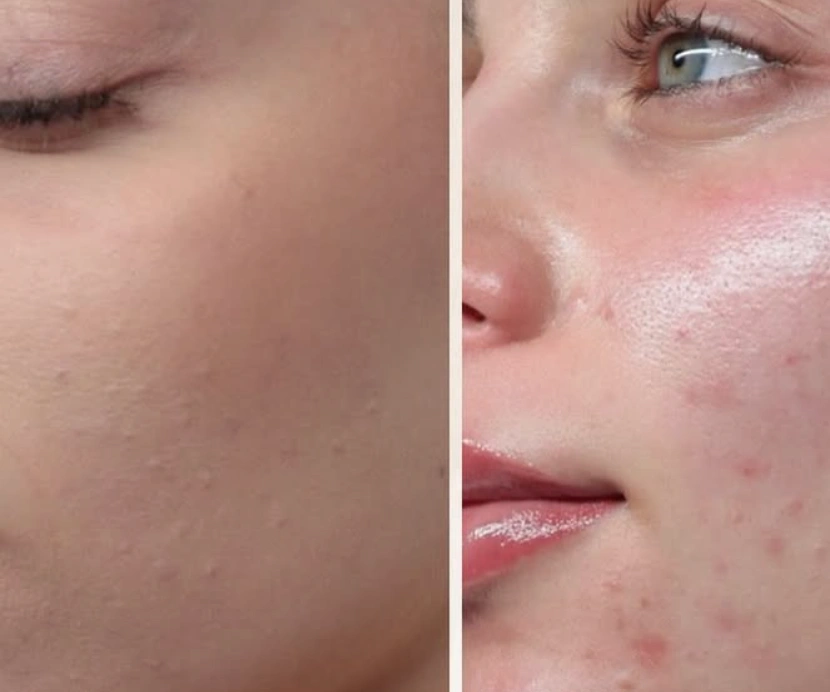 Manual extractions being carried out during a classic facial