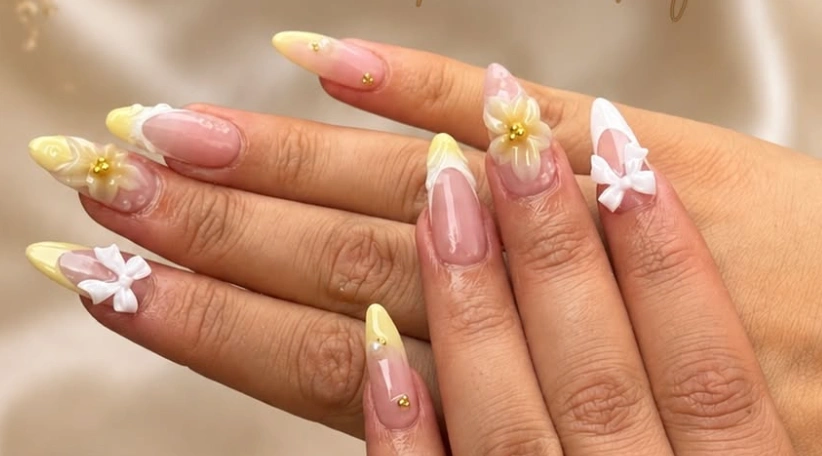 Hand painted nail art at the Erothots beauty salon