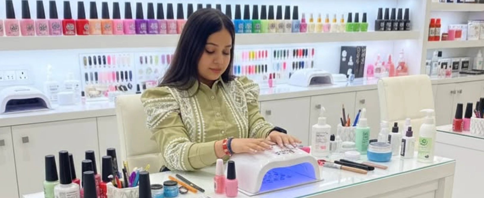 Nail treatment station at the Erothots beauty salon