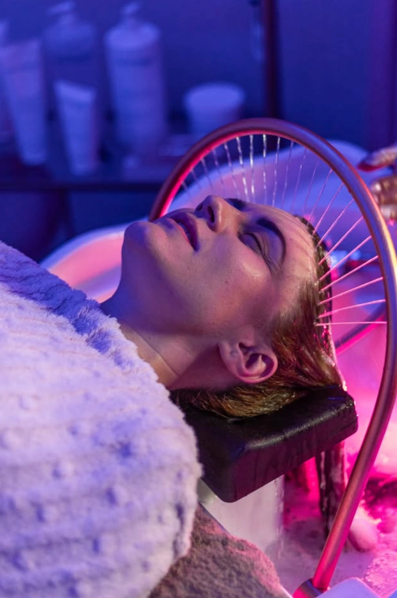 Scalp being assessed before a hair spa treatment at Erothots