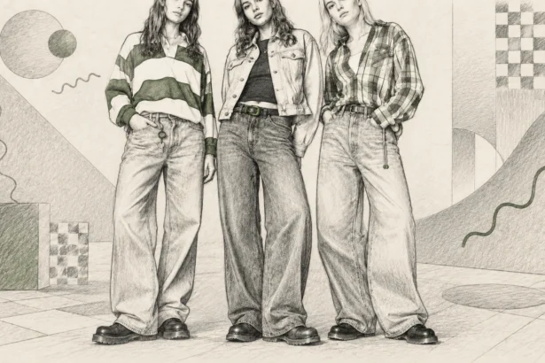 Wide Leg Denim Outfits And The 90s Revival Trend